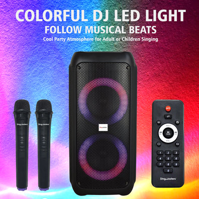 SingMasters PartyBox P30 Portable Wireless Bluetooth Party and Karaoke Speaker System Machine with 2 wireless mics